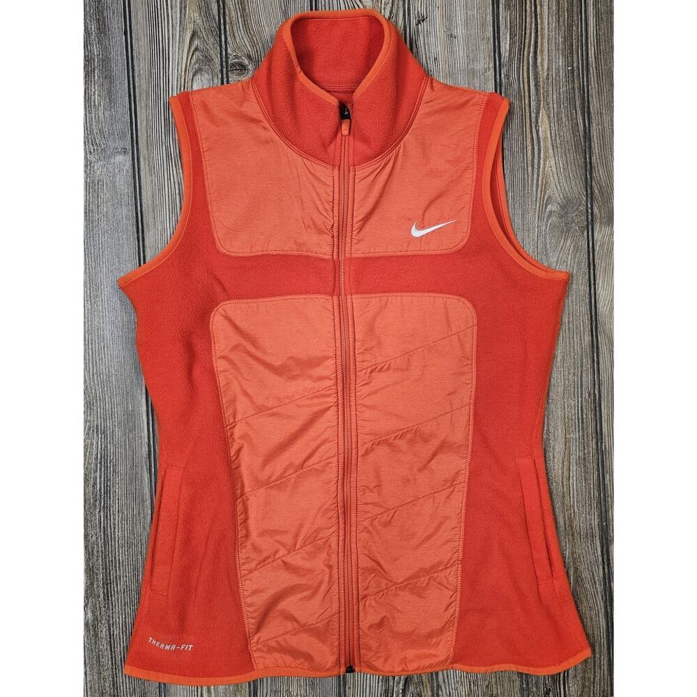 Nike Therma Fit Fleece Vest Womens Sz Medium Orange